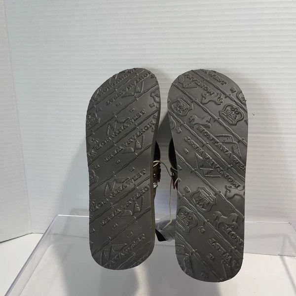 Montana West Flower CutOut Rhinestones/Studs Western Style Wedge Sandals Sz8-8.5