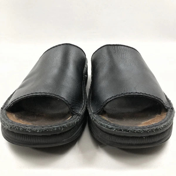 Naot Black Sz 6 /37 Leather Sandals Flats Slip On Arch Support Platform