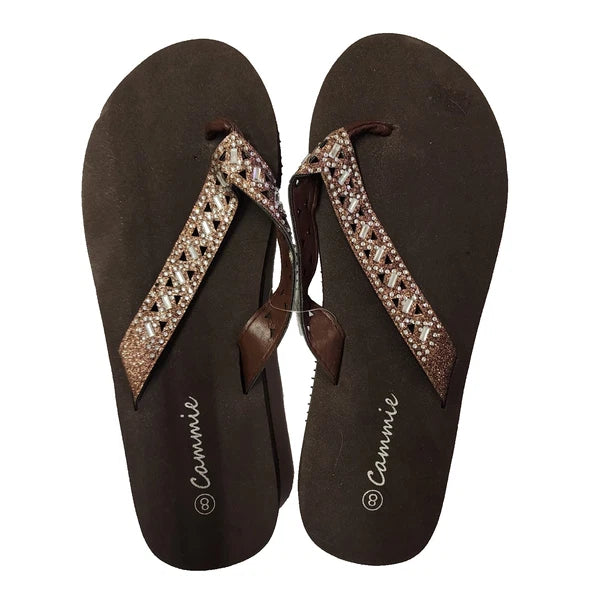 CAMMIE Womens 2" Wedge Platform Flip Flops Sandals Bling Thong Jewelry Style S8