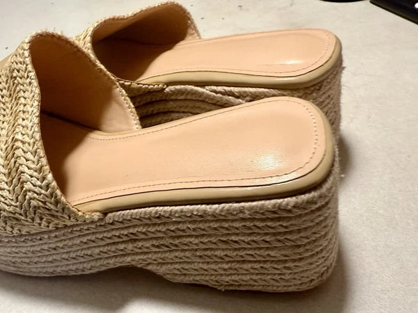 EQAUDES Platform Slip on Espadrille Sandals for Women Wedges Slides Bohemia S...