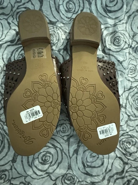 NWT - Brighton Sandal Slides Style NEO Brown Leather Silver-tone Hardware Size 7