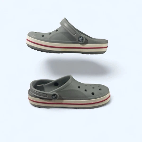 Crocs Crocband Clogs Unisex Men's 7/ Women's 9 Gray W/Red Trim