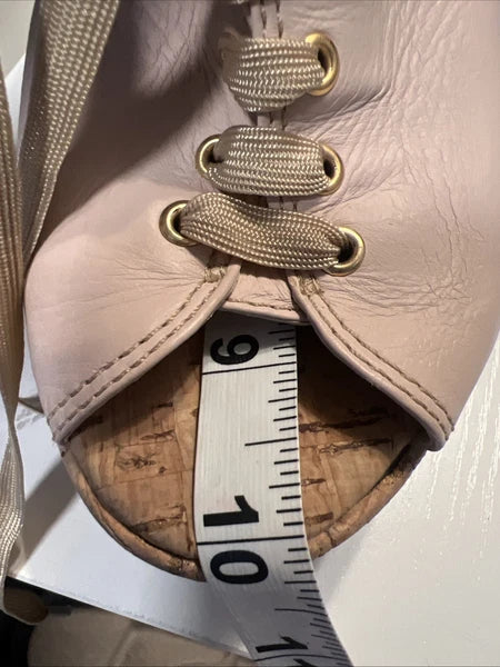 Luiza Barcelos 40 Platform Leather Mules Open Toe Slide Sandal Pink Leather Gold