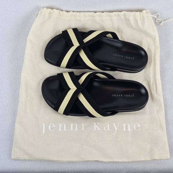 $325 Jenni Kayne Stripe Cotton Crossover Sandals Sz 40 EU 9 US Minimalist Beachy