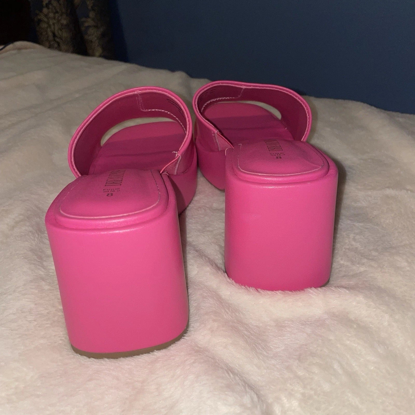 Dream Pair Pink Chunky Block Platform Heel Slide Mules Y2K Style Sandals Size 8