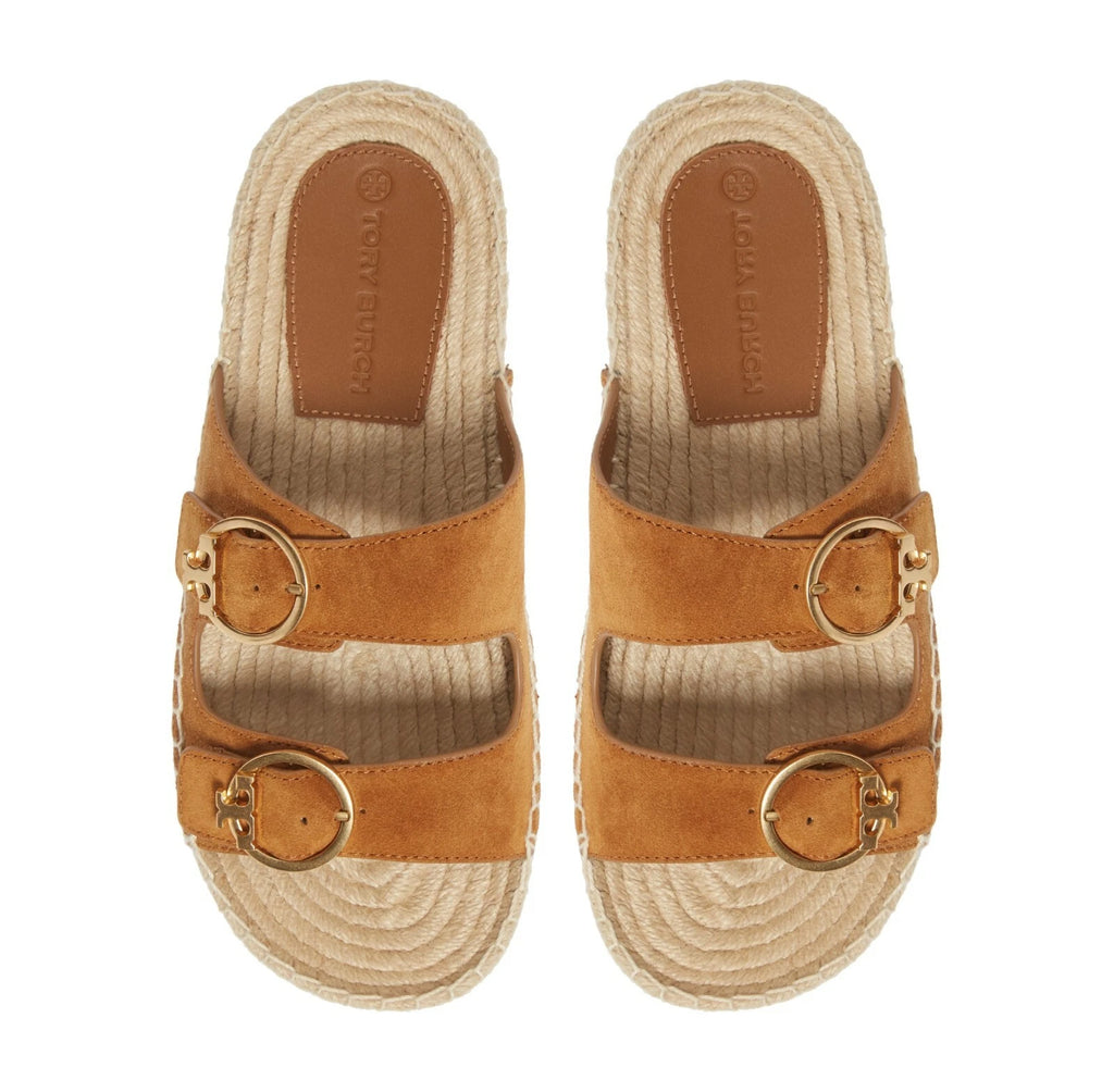 NEW Tory Burch Selby Two-Band Espadrille Slide Sandal in Rhum Size 7, 8, 9.5