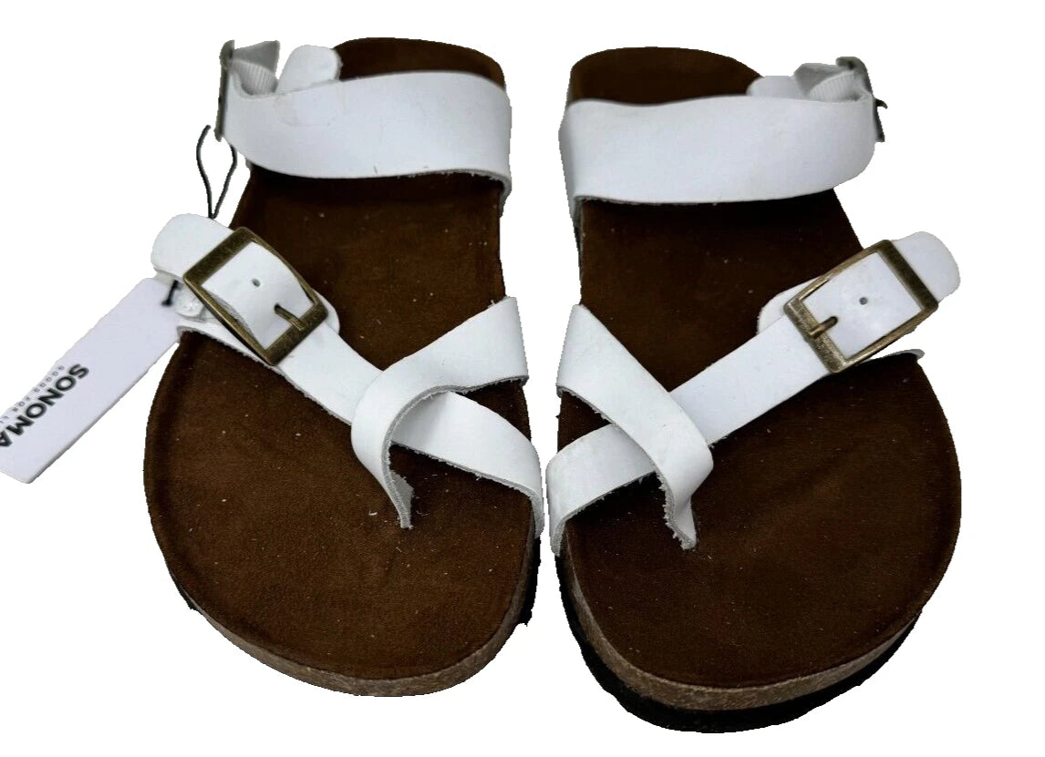Sonoma Women's Gojiberry Leather Slip On Comfort Sandals White Size:6 200T