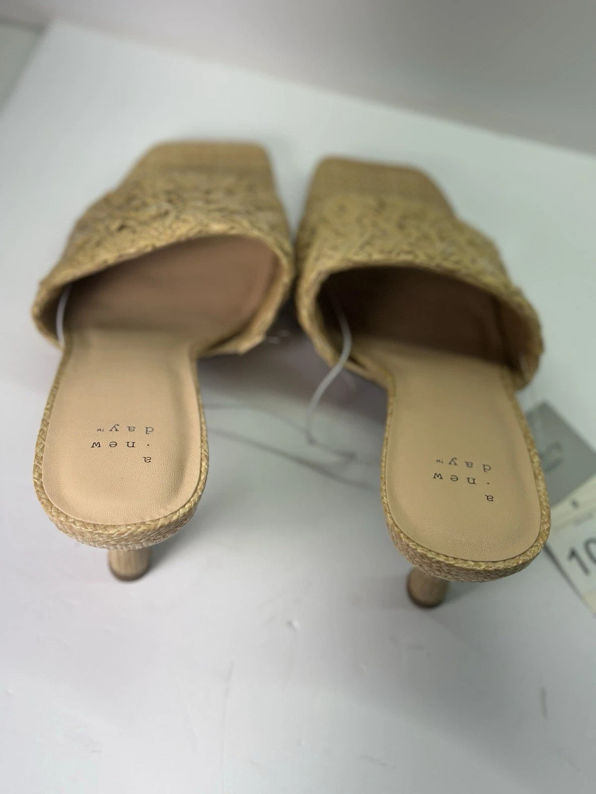Woven Rafia heeled sandals Sz 9| coastal cowgirl, summer slide mules Resort Wear