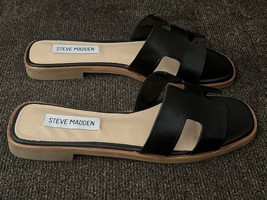 Steve Madden Hadyn Women Sandals Black Leather -Size 5M