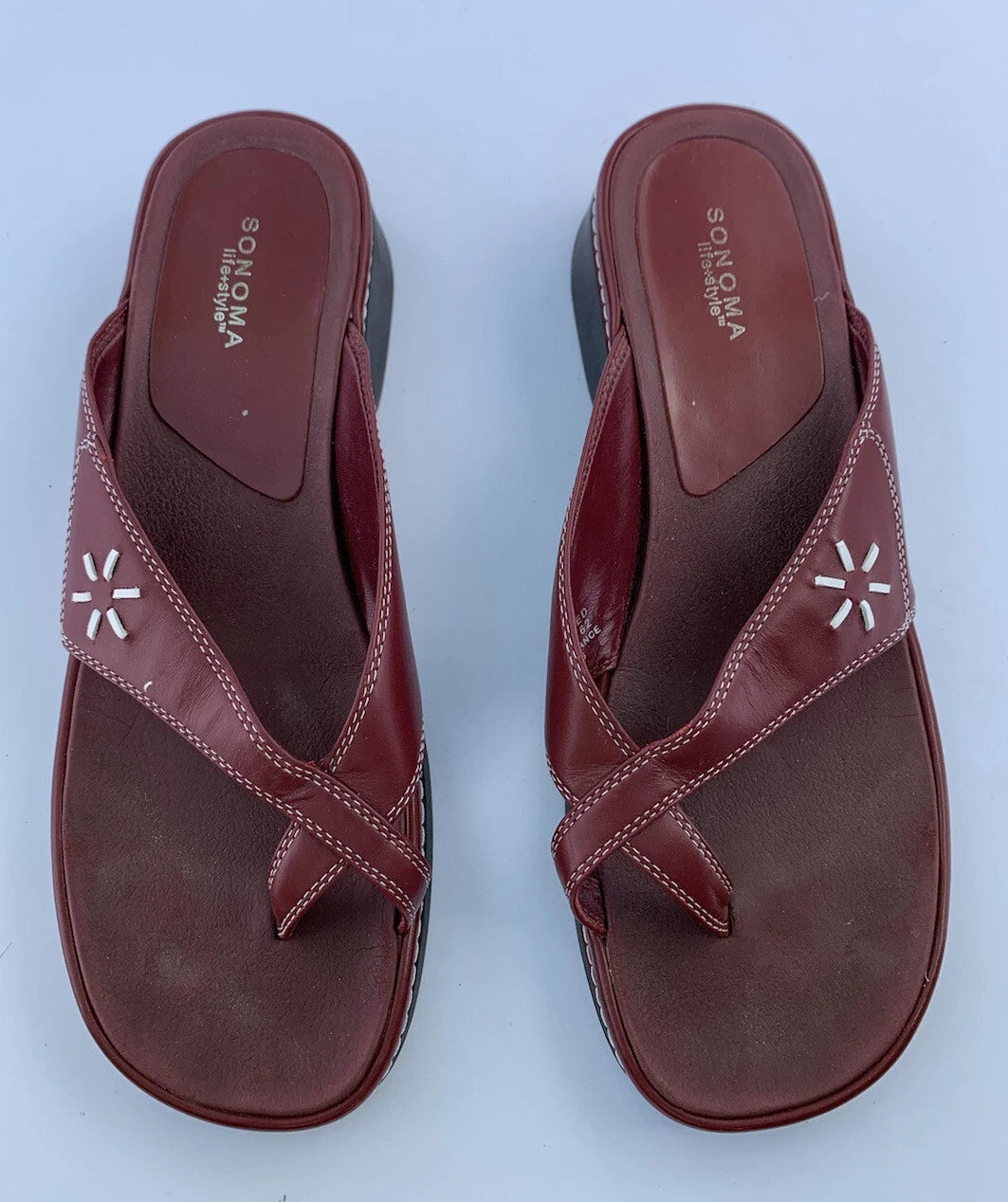 Sonoma Life + Style Womens 9.5m,  M Horizon Red Leather Sandals Strap
