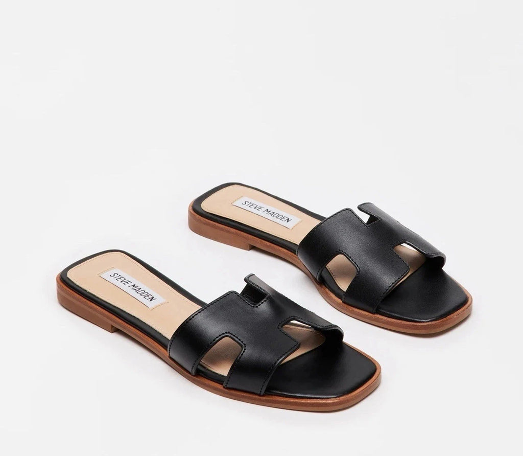 Steve Madden Hadyn Women Sandals Black Leather -Size 5M
