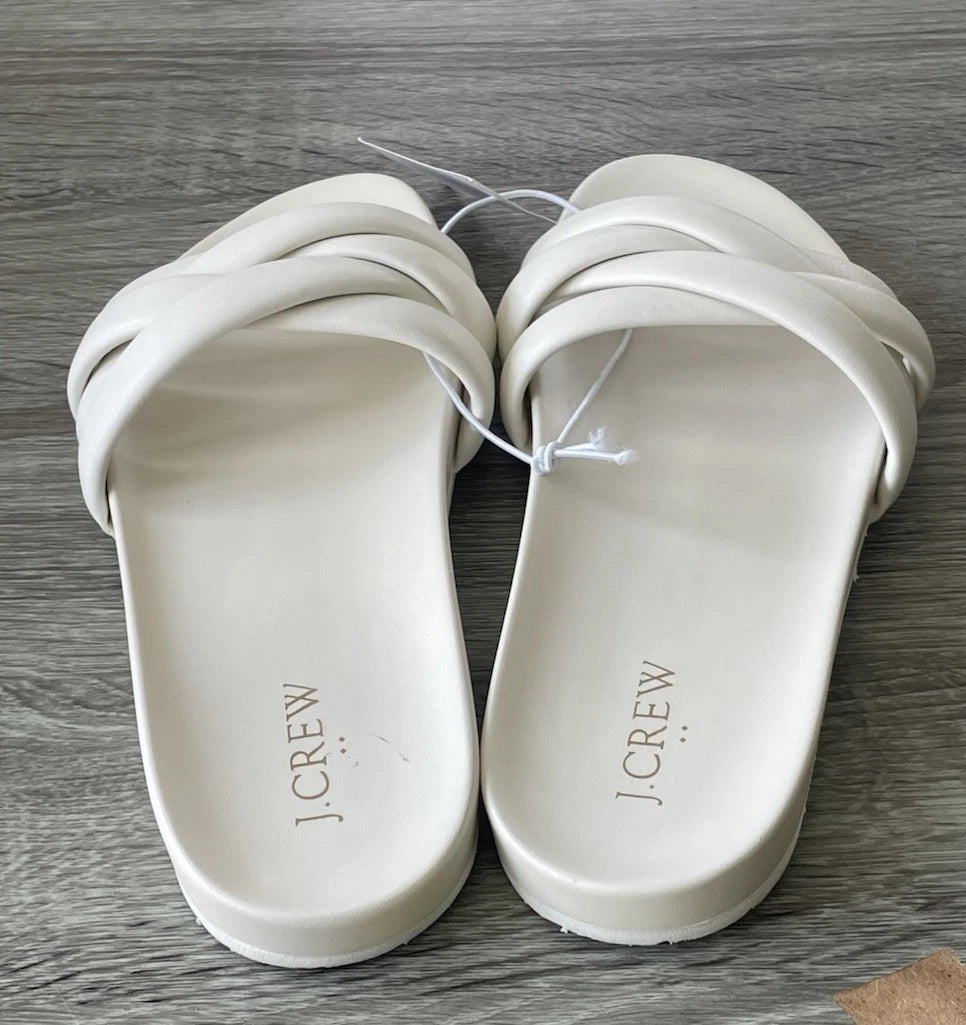 🔥 J. Crew Crisscross Style BQ439 White Slip On Slide Sandals Women Size 10 $69