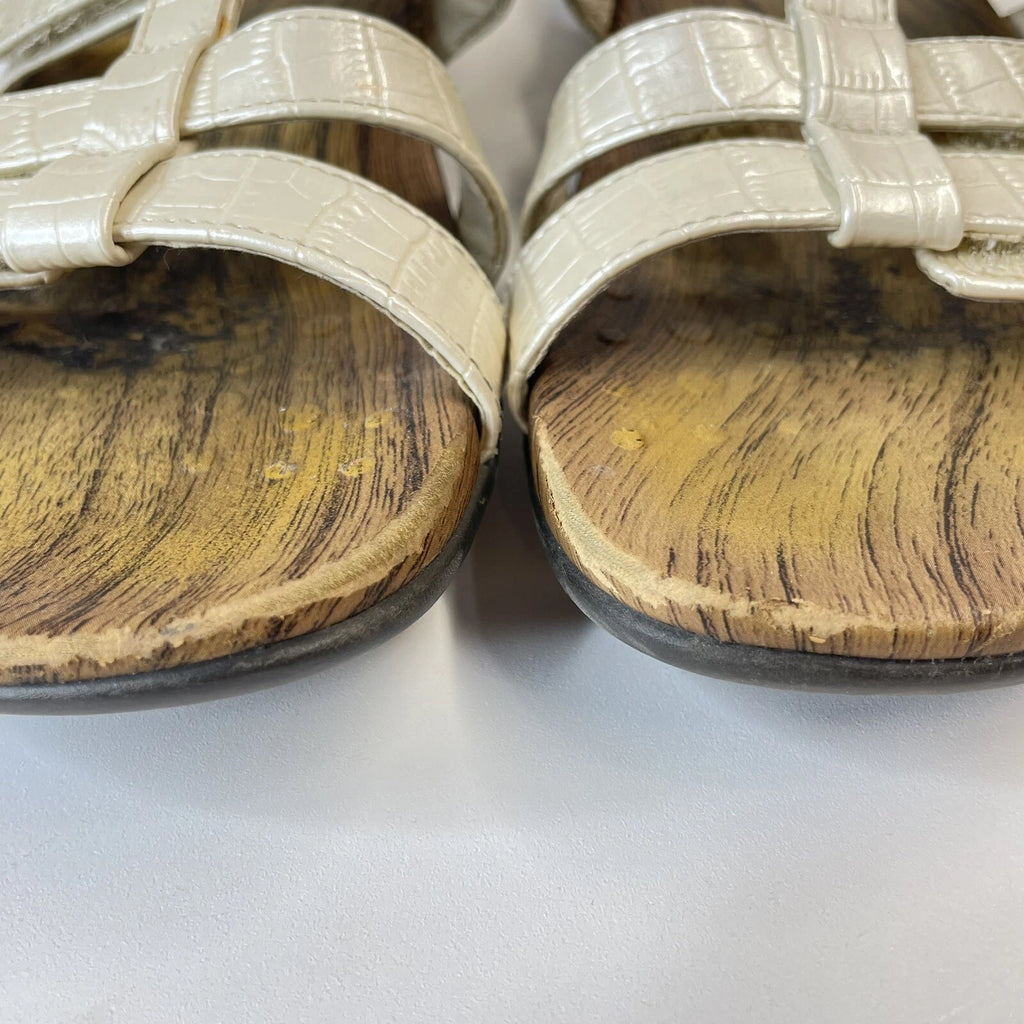 VIONIC Leigh Ann Sandals  Womens Sz 8 Croc Print Slip On Comfort Trendy Style