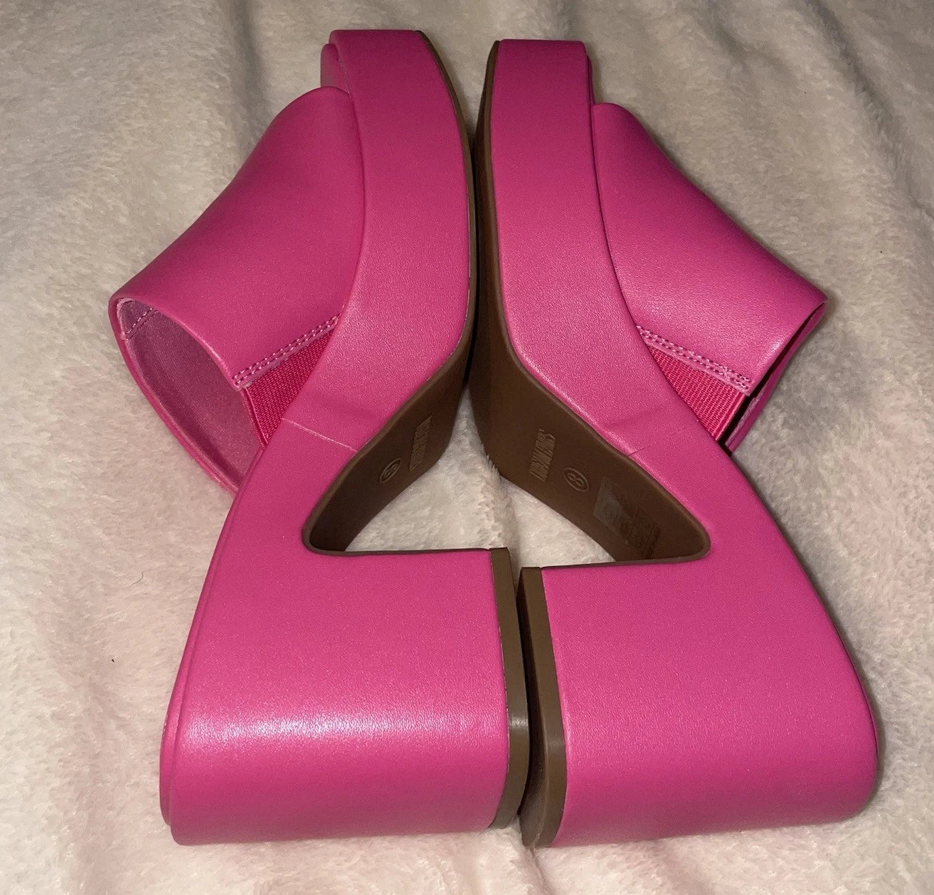 Dream Pair Pink Chunky Block Platform Heel Slide Mules Y2K Style Sandals Size 8