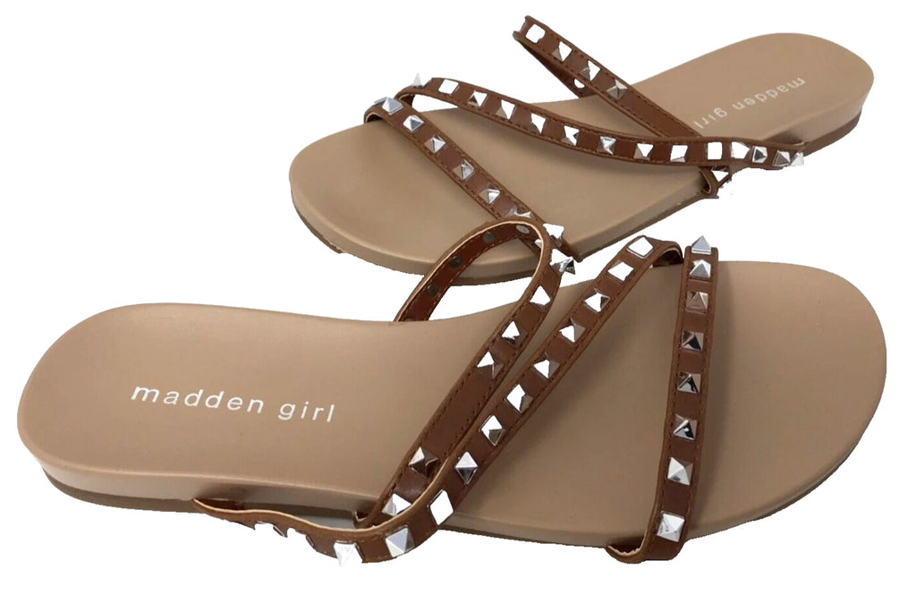 Madden Girl Women's Candy Slip On Comfort Slide Sandals Brown Size:6 195Q