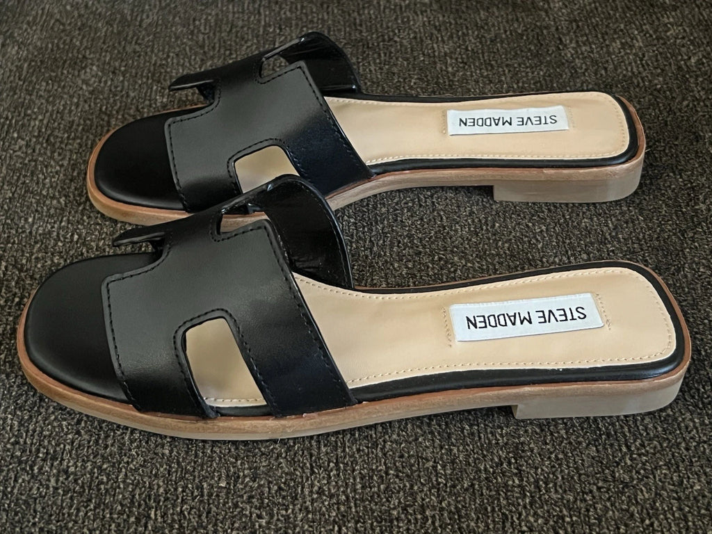 Steve Madden Hadyn Women Sandals Black Leather -Size 5M