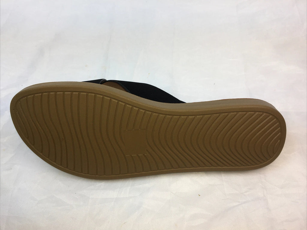 SODA-REFLECT-BLACK NUBUCK PU X BANDS Slide CASUAL Fashion Women Sandal Slip On