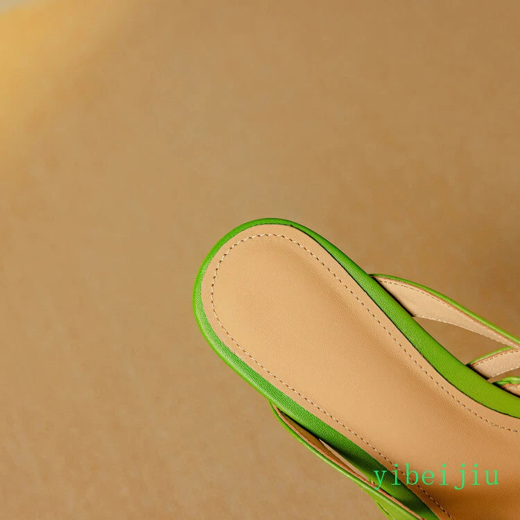 Women's Pointed Toe Hollow Out Weave Slides Mules Sandals Dress Shoes Leather OL