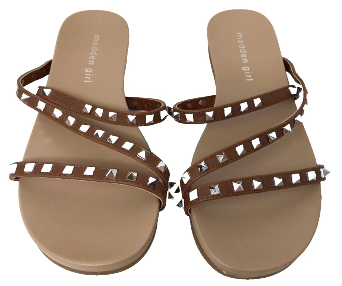 Madden Girl Women's Candy Slip On Comfort Slide Sandals Brown Size:6 195Q