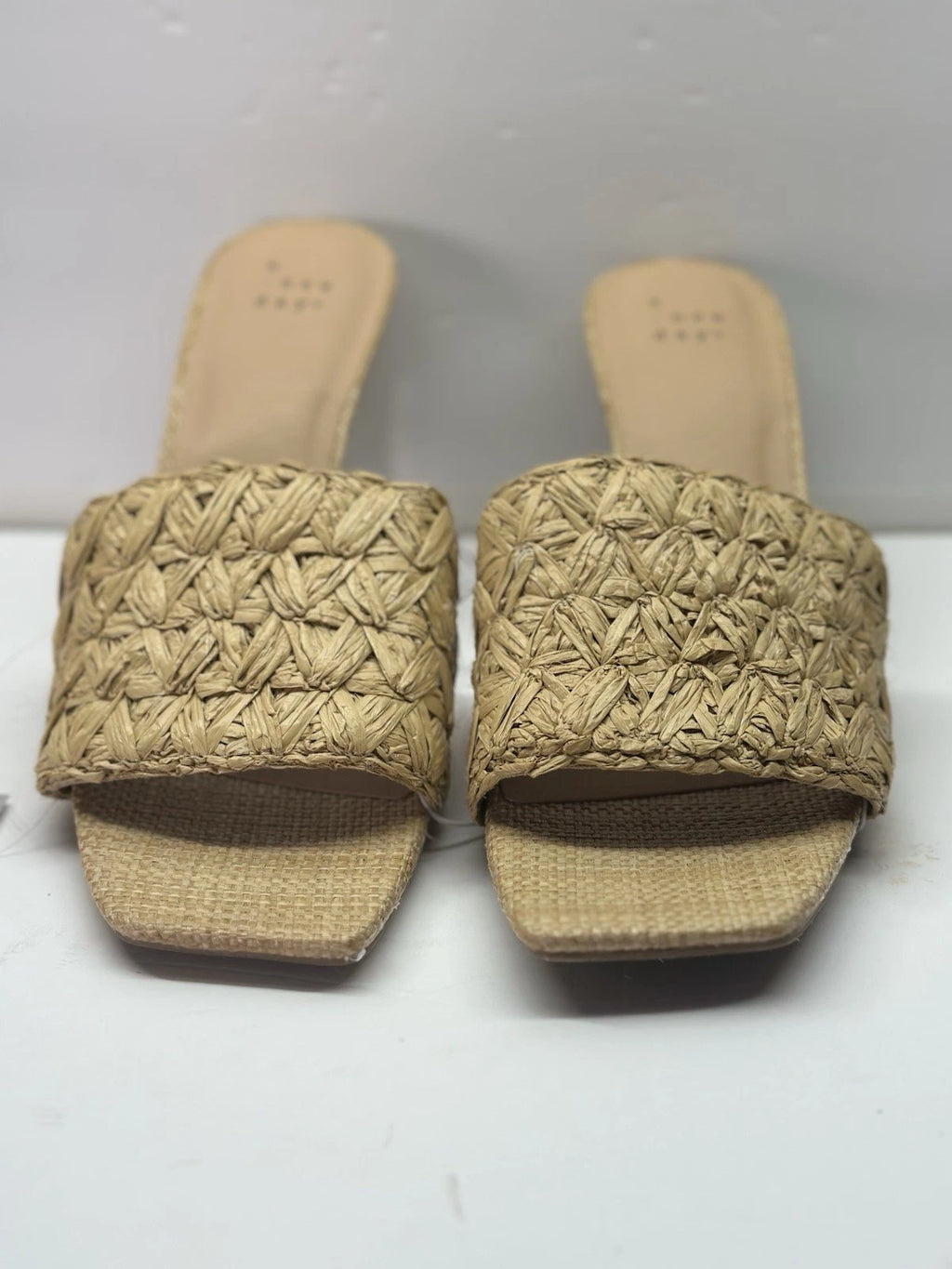 Woven Rafia heeled sandals Sz 9| coastal cowgirl, summer slide mules Resort Wear