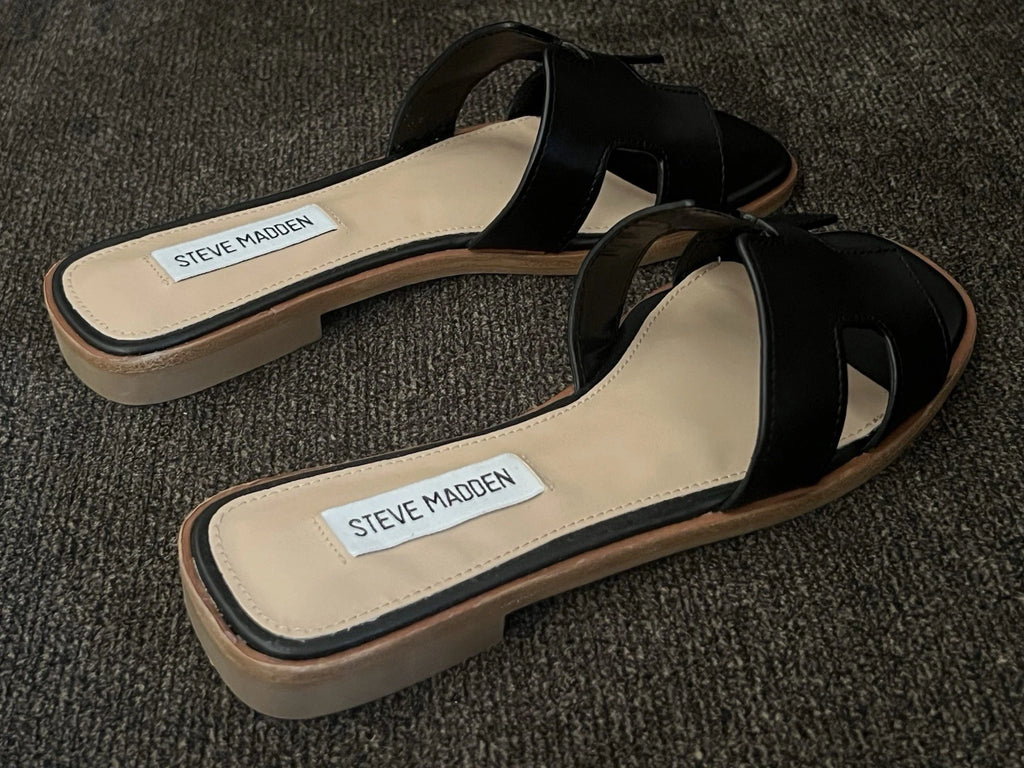 Steve Madden Hadyn Women Sandals Black Leather -Size 5M