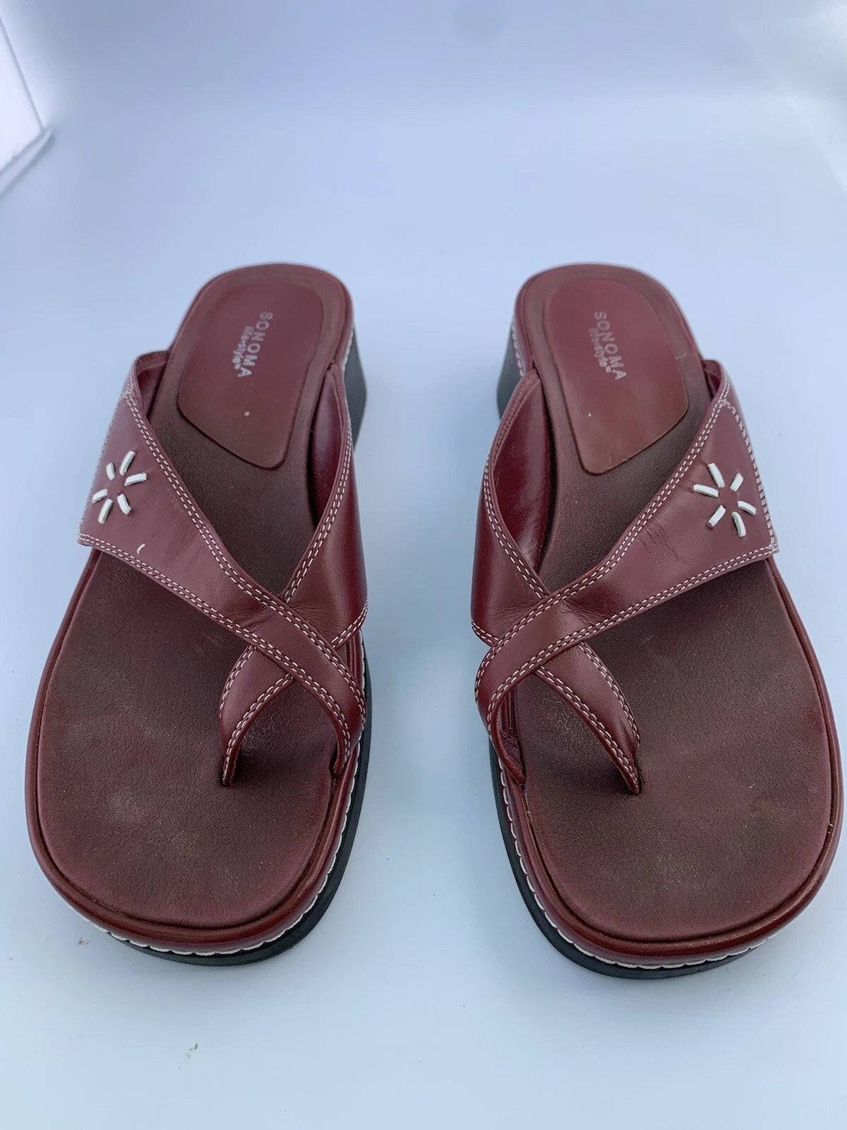 Sonoma Life + Style Womens 9.5m,  M Horizon Red Leather Sandals Strap