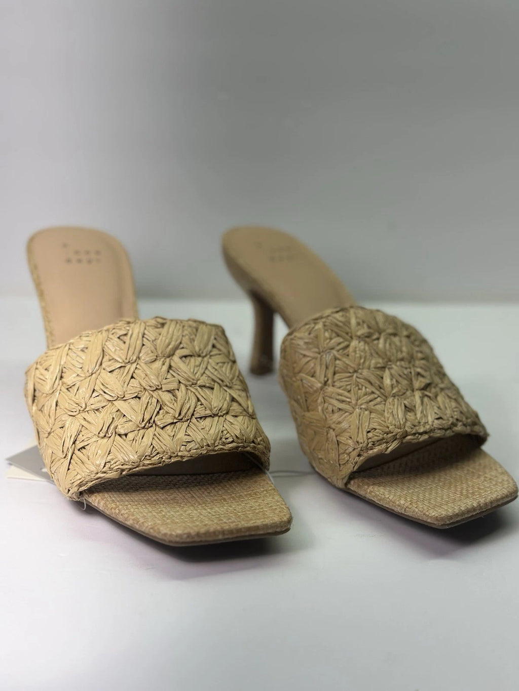 Woven Rafia heeled sandals Sz 9| coastal cowgirl, summer slide mules Resort Wear