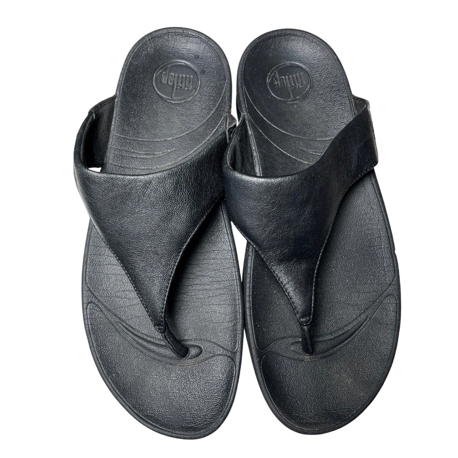 Fitflop Leather Black Sandals US 9 EU 41 Flip Flops Style 288-001