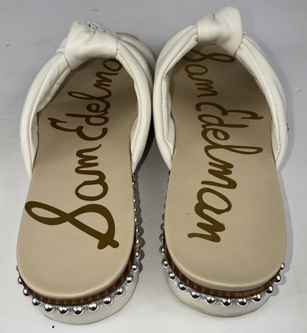 Sam Edelman Alyse Knotted Strap Studded sandals White Leather Womens Size 8.5M