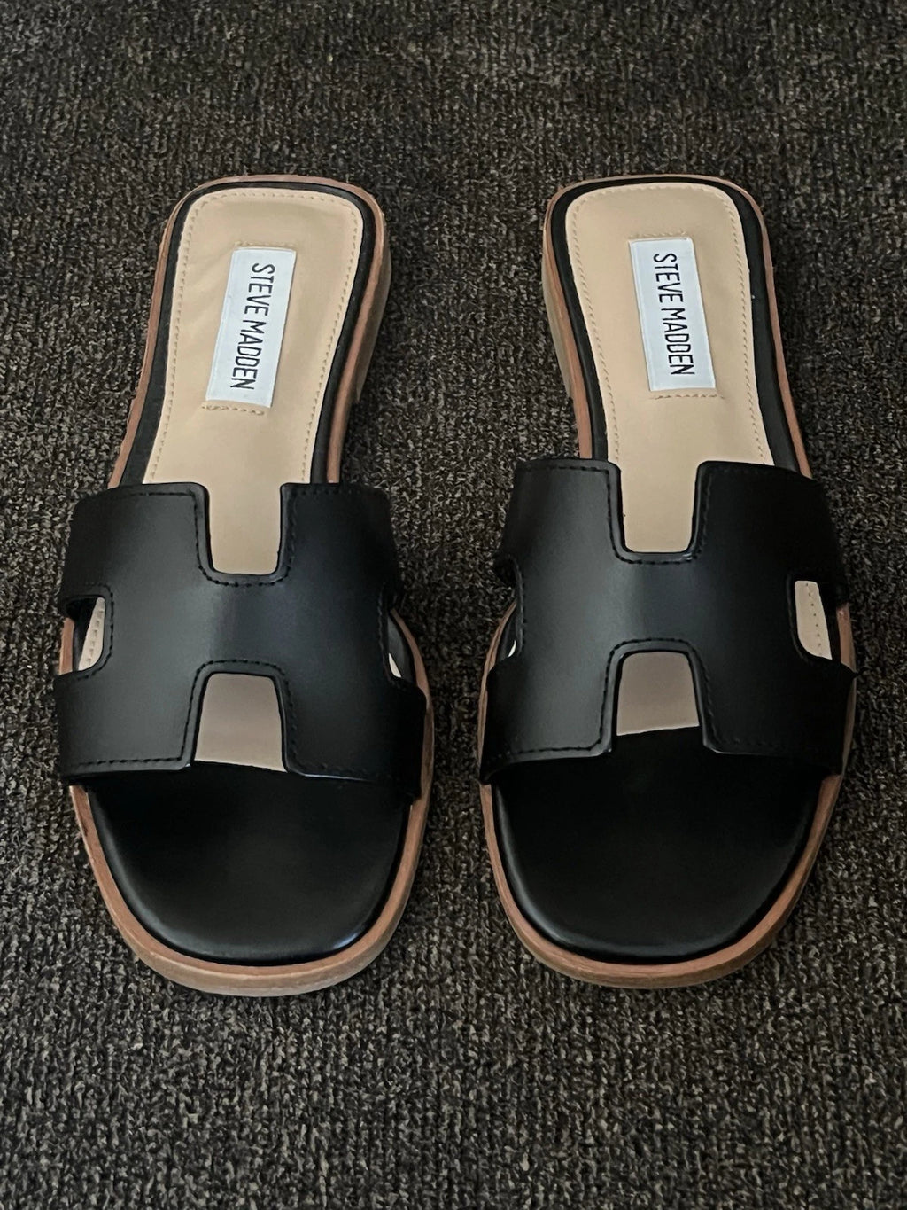 Steve Madden Hadyn Women Sandals Black Leather -Size 5M