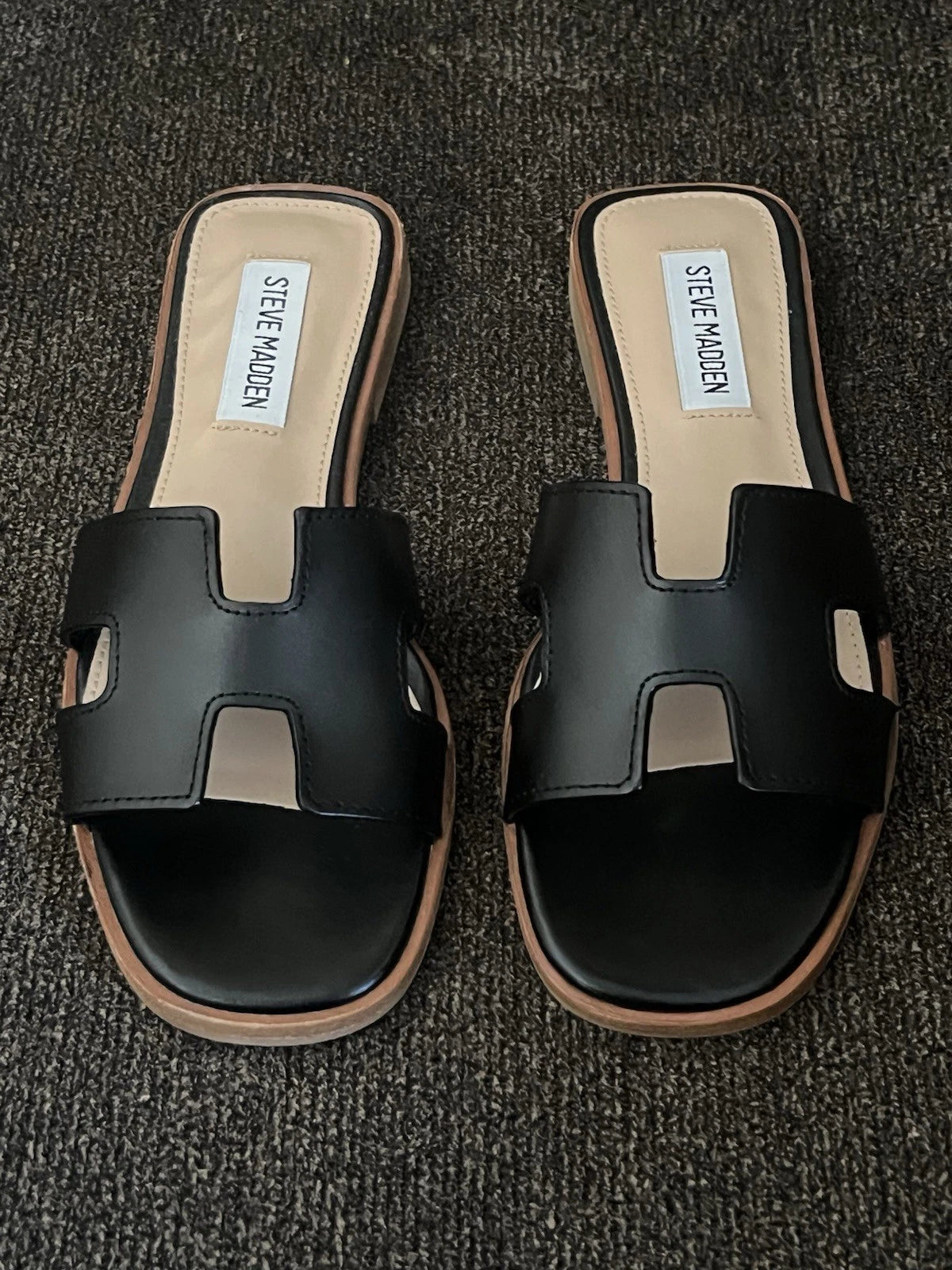 Steve Madden Hadyn Women Sandals Black Leather -Size 5M