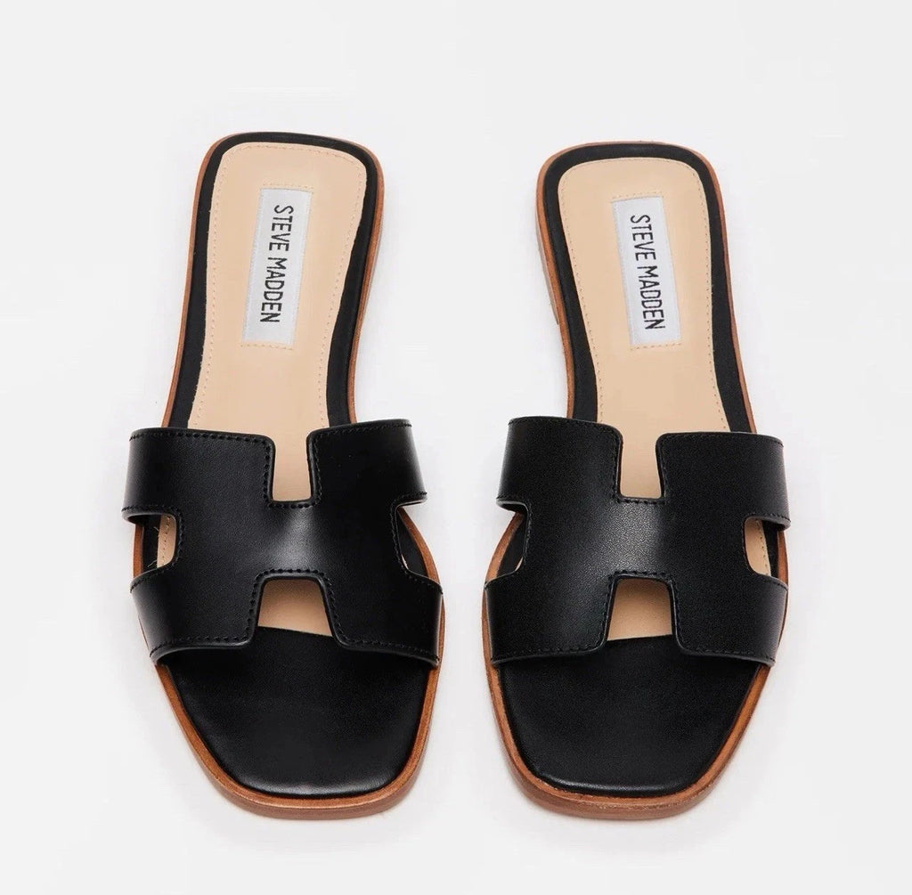 Steve Madden Hadyn Women Sandals Black Leather -Size 5M