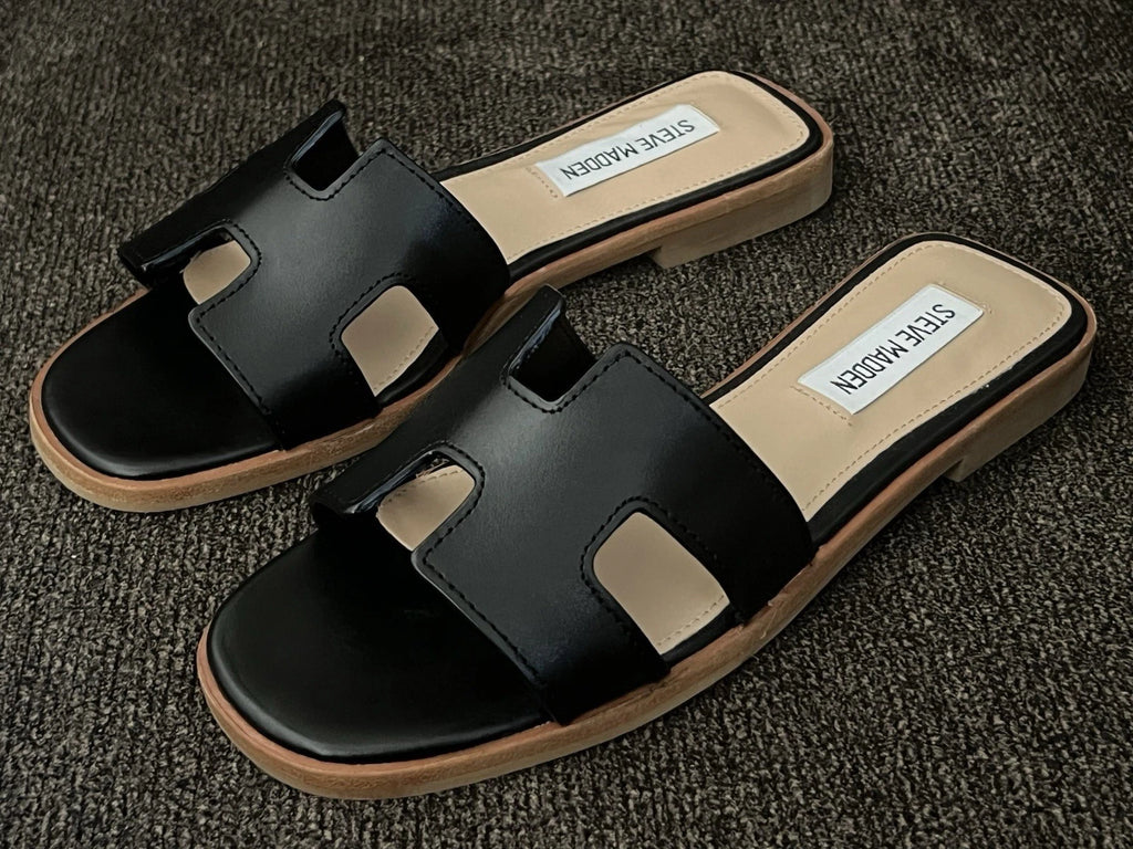 Steve Madden Hadyn Women Sandals Black Leather -Size 5M