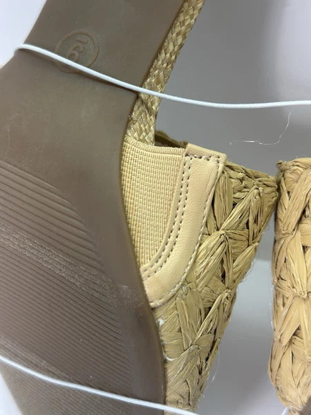 Woven Rafia heeled sandals Sz 9| coastal cowgirl, summer slide mules Resort Wear
