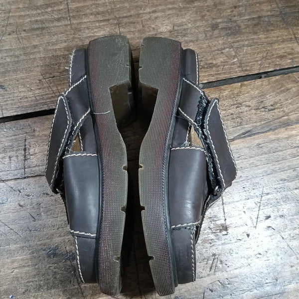 Fashion Bug Womens Sz 8.5 Sandals Slide Shoes Y2K Brown Vintage Chunky GRUNGE