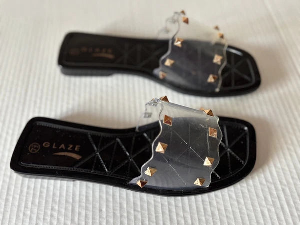 GLAZE women's synthetic fashion sandals, black, Size 9, New