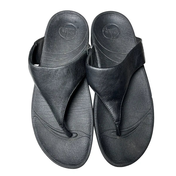 Fitflop Leather Black Sandals US 9 EU 41 Flip Flops Style 288-001