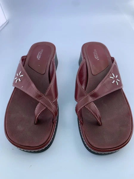 Sonoma Life + Style Womens 9.5m,  M Horizon Red Leather Sandals Strap