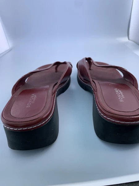 Sonoma Life + Style Womens 9.5m,  M Horizon Red Leather Sandals Strap