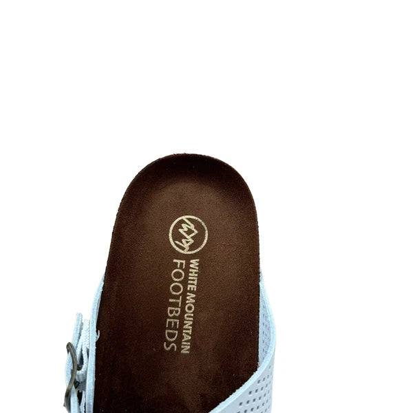 White Mountain Women's Leather Slide Sandals Size 9 White/Brown Toe Loop Style