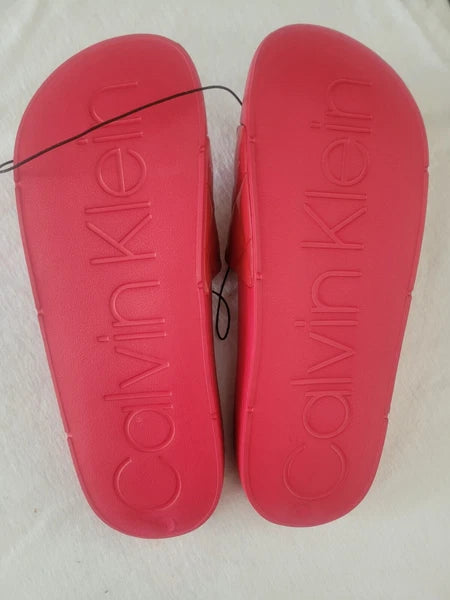 WOMENS CALVIN KLEIN RED QUILTED STYLE SLIDES 8