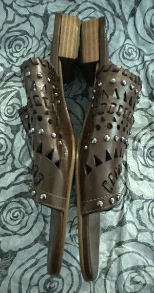 NWT - Brighton Sandal Slides Style NEO Brown Leather Silver-tone Hardware Size 7