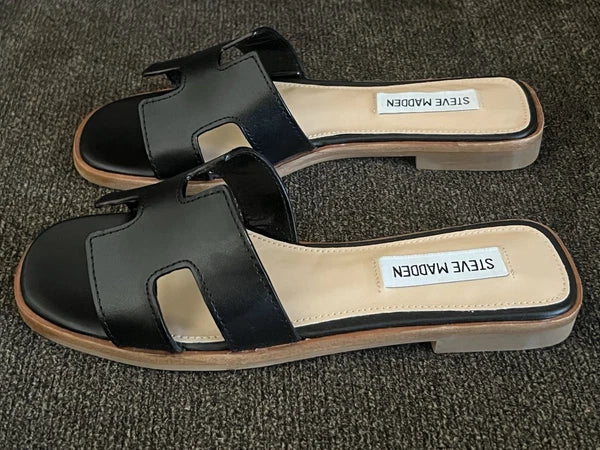Steve Madden Hadyn Women Sandals Black Leather -Size 5M