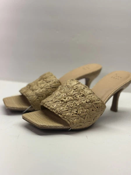 Woven Rafia heeled sandals Sz 9| coastal cowgirl, summer slide mules Resort Wear