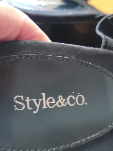 Black Wedge Heel Dressy Sandal By Style & Co Sz 8M