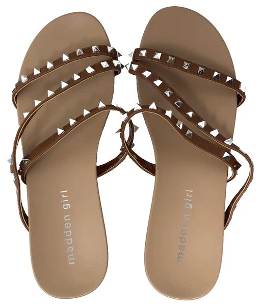 Madden Girl Women's Candy Slip On Comfort Slide Sandals Brown Size:9 195Q