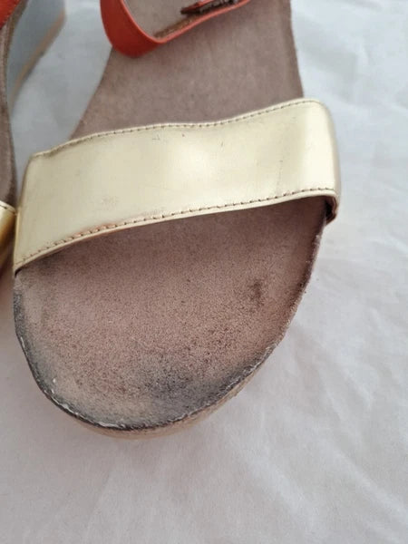 Naot Pixie Metallic Sandals Wedge Style Size 42 VGUC