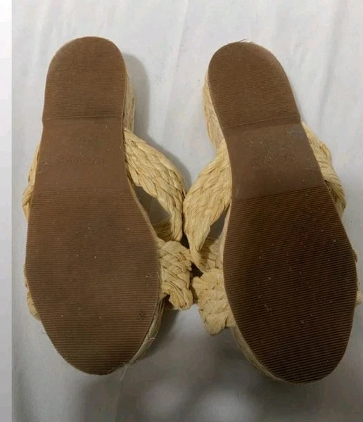 Kaanas Azurita Woven Platform Slides Sandals Women’s  Raffia Espadrille Summer