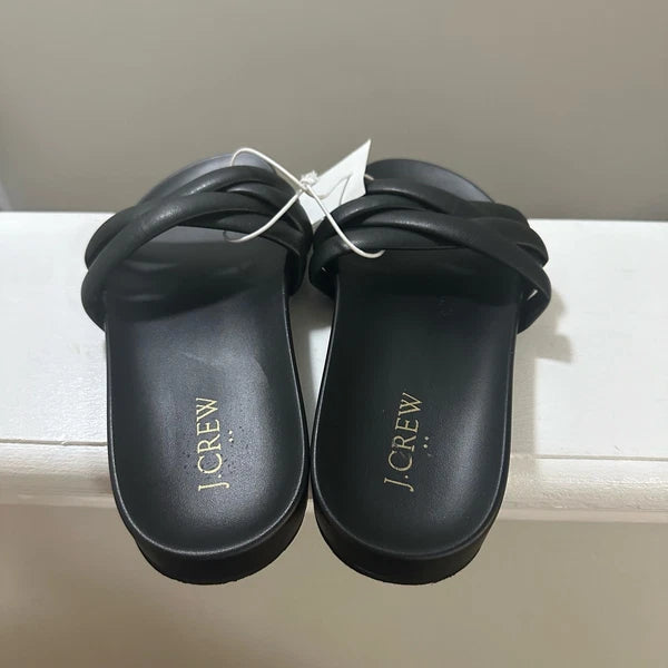 J. Crew Crisscross Style BQ439 Black Slip On Slide Sandals Women’s Size 7 NWT