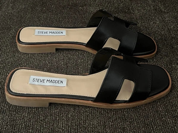 Steve Madden Hadyn Women Sandals Black Leather -Size 5M